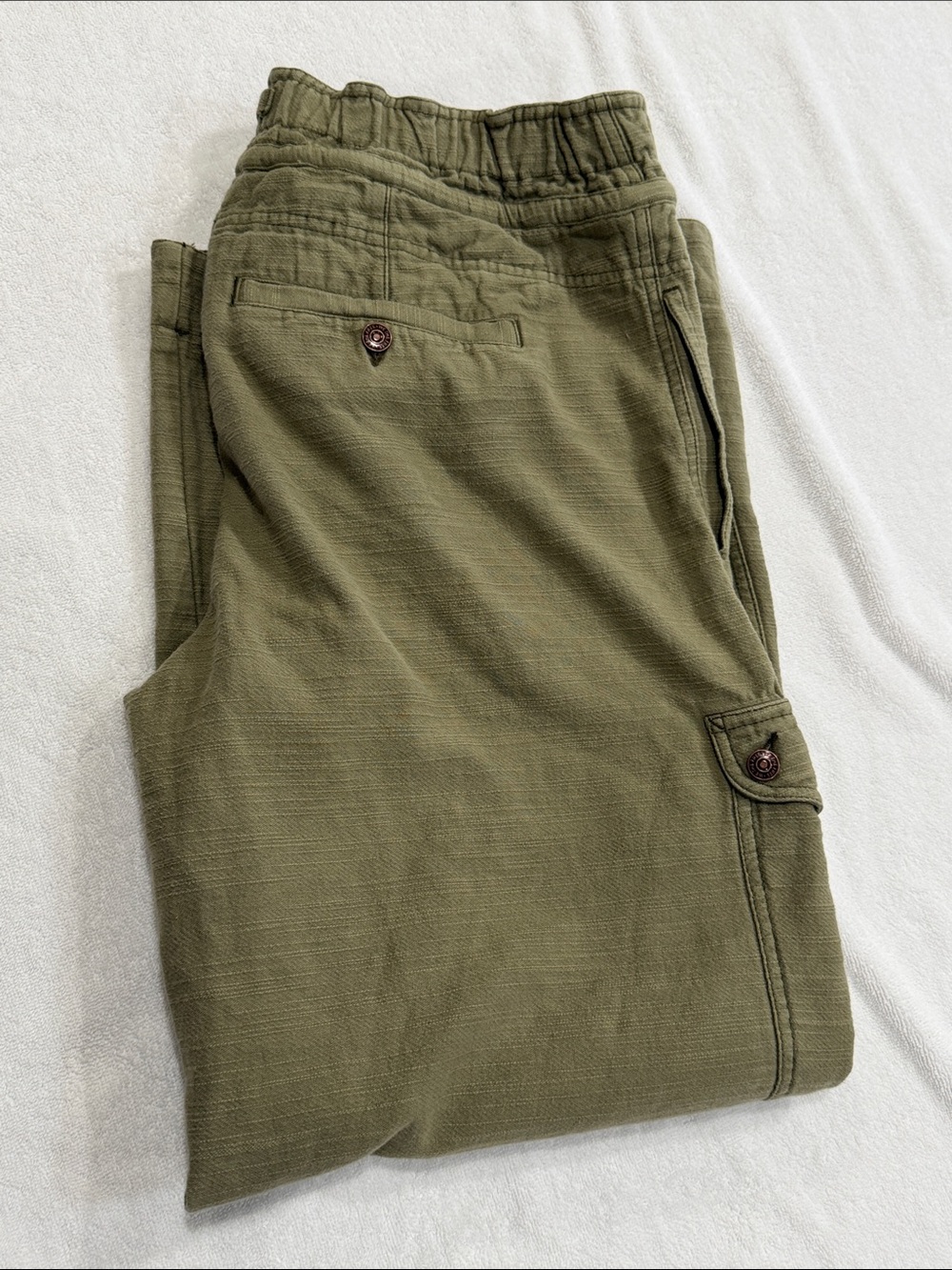 Free People We The Free Ave Pull-On Olive Cargo Pants Drawstring Olive Green L - Picture 3 of 3